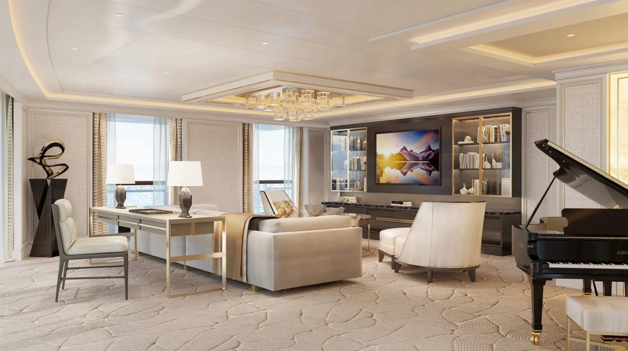 Suite de crucero de lujo con salón independiente y vistas panorámicas — MSC Yacht Club